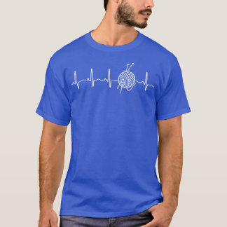 Funny Yarn Heartbeat T-Shirt Gift T-shirt voor Kni