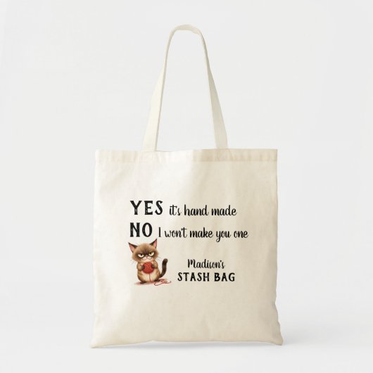 Funny Yarn Lovers Grumpy Cat Knitters  Tote Bag (Voorkant)