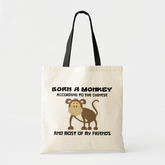 Funny Year of the Monkey "Born A Monkey" Tote Bag (Voorkant)
