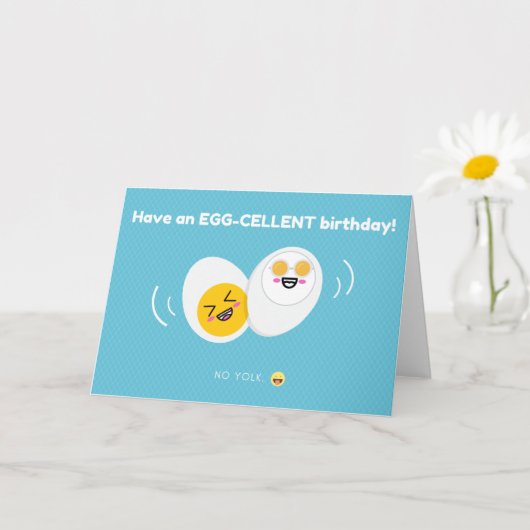 Funny Yellow and Blue Egg Pun Kaart (Kleine Plant)