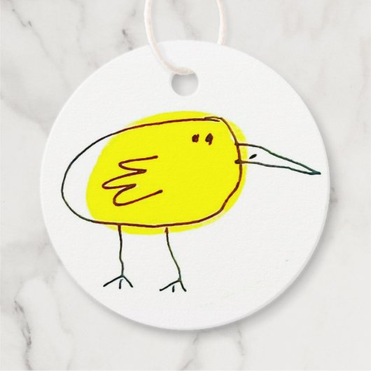 Funny Yellow Bird Doodle Bedankjes Labels (Voorkant)