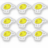 Funny Yellow Bird Doodle Custom-Cut Vinyl Stickers (Voorkant)