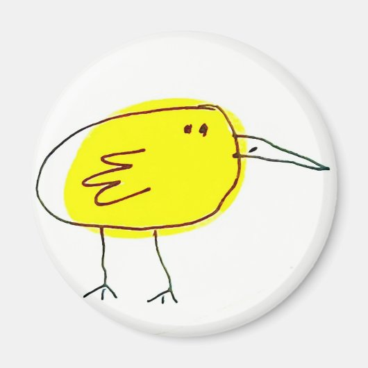 Funny Yellow Bird Doodle  Magneet (Voorkant)