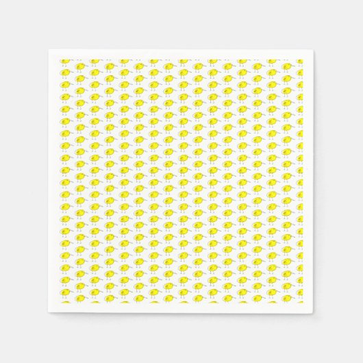 Funny Yellow Birds Doodle Servet (Voorkant)