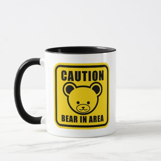 Funny Yellow Black Teddy Bear Warning Sign Art Mok (Links)