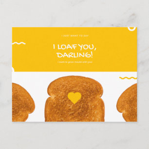 Funny Yellow Circle Squiggles Toast Love Briefkaart
