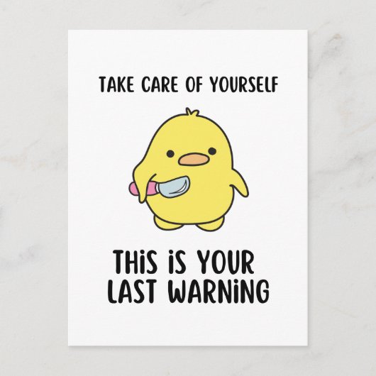 Funny Yellow Duck Caption Gezegde Briefkaart (Voorkant)