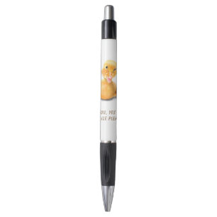 Funny Yellow Duck Playful Wink Happy Smile Cartoon Pen