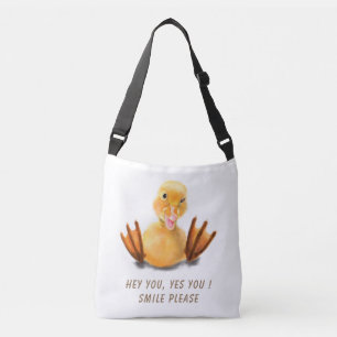 Funny Yellow Duck Playful Wink Happy Smile Crossbody Tas