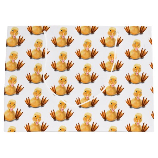 Funny Yellow Duck Playful Wink - Happy Smile Groot Cadeauzakje (Voorkant)