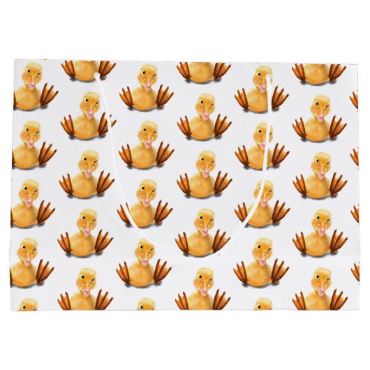 Funny Yellow Duck Playful Wink - Happy Smile Groot Cadeauzakje (Achterkant)