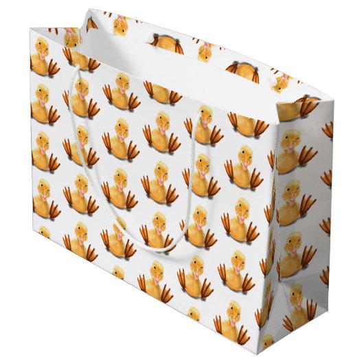 Funny Yellow Duck Playful Wink - Happy Smile Groot Cadeauzakje (Achterkant Gekanteld)