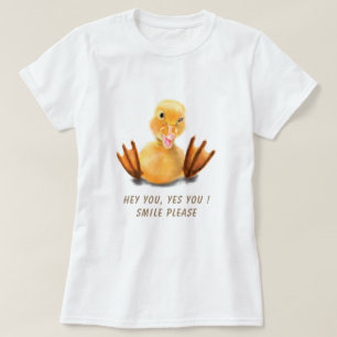 Funny Yellow Duck Playful Wink Happy Smile - T-shirt