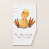 Funny Yellow Duck Playful Wink Smile - aangepaste  Bad Handdoek (Handdoek)