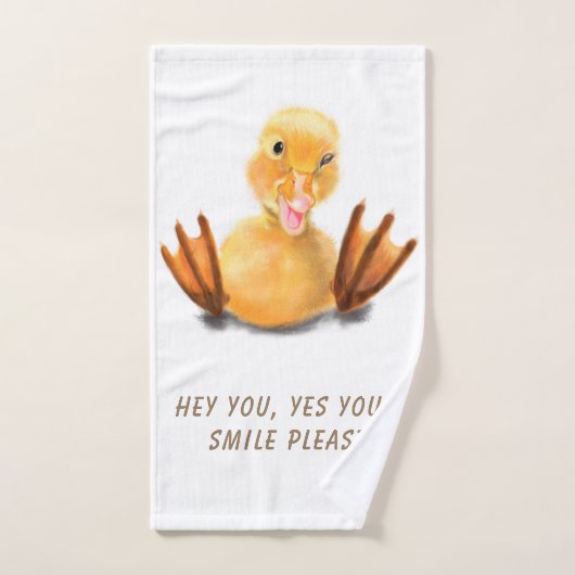 Funny Yellow Duck Playful Wink Smile - aangepaste  Bad Handdoek (Handdoek)
