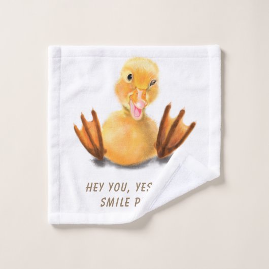 Funny Yellow Duck Playful Wink Smile - aangepaste  Bad Handdoek (Wasdoekje)