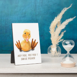 Funny Yellow Duck Playful Wink Smile - aangepaste  Fotoplaat