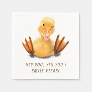 Funny Yellow Duck Playful Wink Smile - aangepaste  Servet