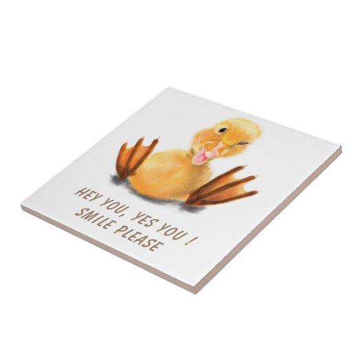 Funny Yellow Duck Playful Wink Smile - aangepaste Tegeltje (Zijkant)