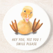 Funny Yellow Duck Playful Wink Smile - aangepaste Zandsteen Onderzetter (Voorkant)