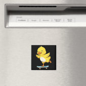 Funny Yellow Duck Skater Skateboard Ballerina Zoo Magneet (Insitu (Vaatwasser))
