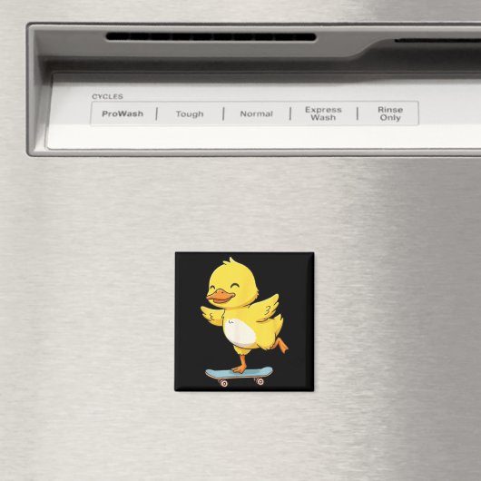 Funny Yellow Duck Skater Skateboard Ballerina Zoo Magneet (Insitu (Vaatwasser))