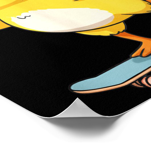 Funny Yellow Duck Skater Skateboard Ballerina Zoo Poster (Hoek)