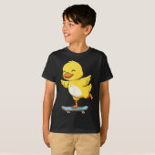 Funny Yellow Duck Skater Skateboard Ballerina Zoo  T-shirt (Voorkant volledig)