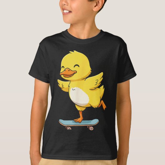 Funny Yellow Duck Skater Skateboard Ballerina Zoo T-shirt (Voorkant)