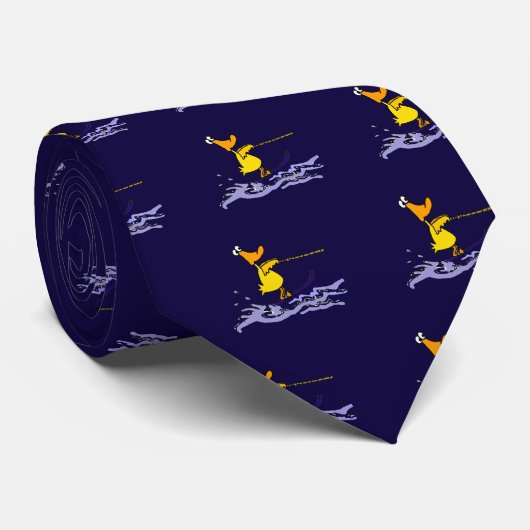 Funny Yellow Duck Water Skiing Stropdas (Opgerold)