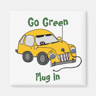 Funny Yellow Electric Car Magneet