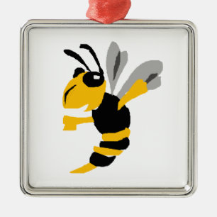 Funny Yellow Jacket Primitive Art Metalen Ornament