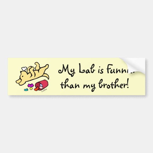 Funny Yellow Labrador Cartoon Bumpersticker (Voorkant)