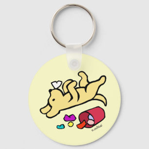 Funny Yellow Labrador Cartoon Sleutelhanger