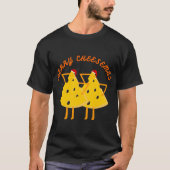 Funny Yellow Merry Cheesemas met Xmas Petten T-shirt (Voorkant)