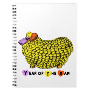 Funny Yellow Ram Chinese Year Zodiac Birthday NotB Notitieboek