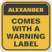 Funny yellow warning label personaliseer voorzicht (Voorkant)