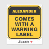 Funny yellow warning label personaliseer voorzicht (Vel)