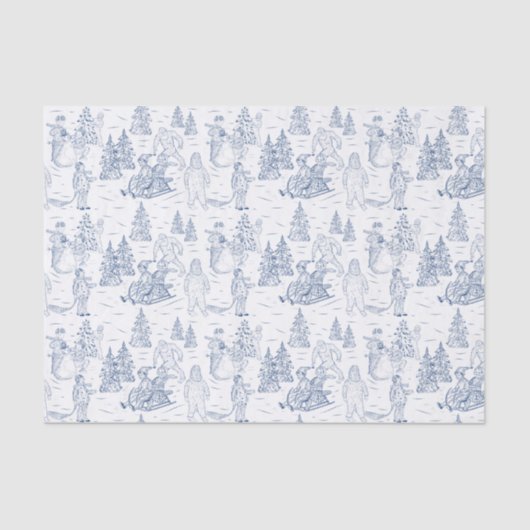Funny Yeti Monsters Antiek Winter Toile Pattern Tissuepapier (Voorkant)