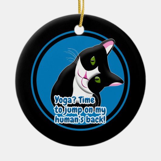 Funny Yoga Cat Keramisch Ornament (Voorkant)