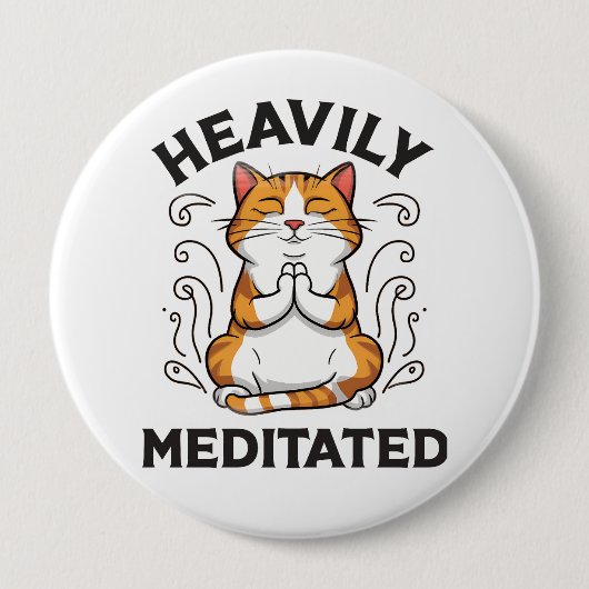 Funny Yoga Kat Mediterende Button (Voorkant)