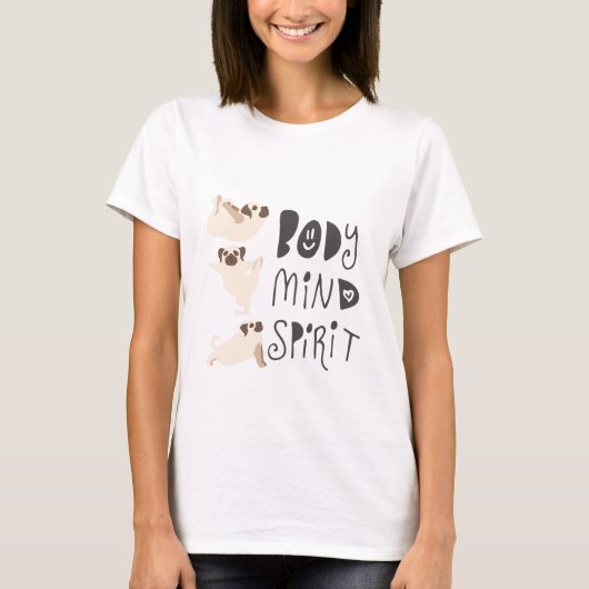 Funny Yoga Pugs T-shirt (Voorkant)