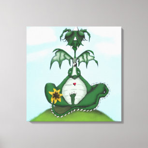 Funny Yogi Dragon Painting Canvas Afdruk