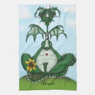 Funny Yogi Dragon Painting Theedoek
