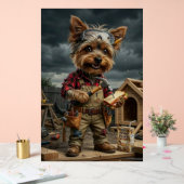 Funny Yorkie Construction Worker Poster – Playful  (Mariage)