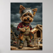 Funny Yorkie Construction Worker Poster – Playful  (Devant)