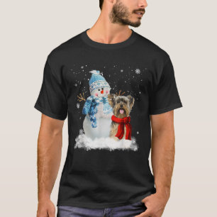 Funny Yorkie Dog Kerstmis Snowman Kerstmis Pajam T-shirt
