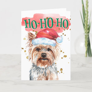 Funny Yorkshire doodsbang Santa hat yappy howliday Feestdagen Kaart