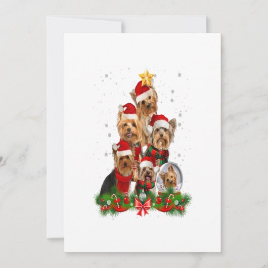 Funny Yorkshire Terrier Dog Christmas Tree Gift Aankondiging (Voorkant)