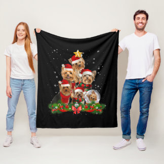 Funny Yorkshire Terrier Dog kerstboom Fleece Deken